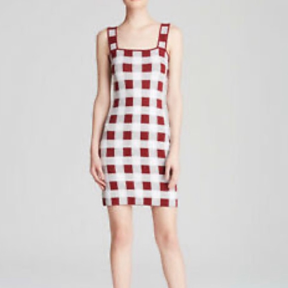 Theory gingham mini bodycon dress